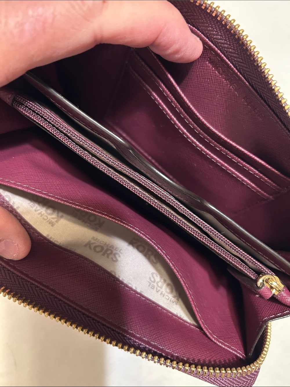 Michael Kors Purple Paisley Zip-Around Wristlet - Picture 4 of 9
